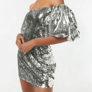 Rhode Silver Sequin Dali Mini Dress Above The Knee Size 0 New With Tags Small